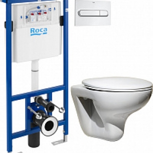 Комплект Инсталляция Roca DUPLO WC с кнопкой хром + Унитаз Roca Mateo