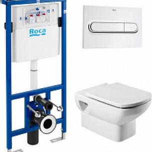Комплект Инсталляция Roca DUPLO WC с кнопкой хром + Унитаз Roca Dama Senso