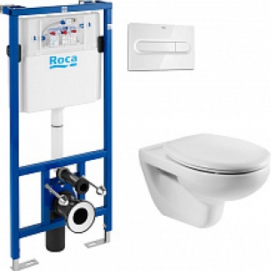Комплект Инсталляция Roca DUPLO WC с кнопкой хром + Унитаз Roca Victoria