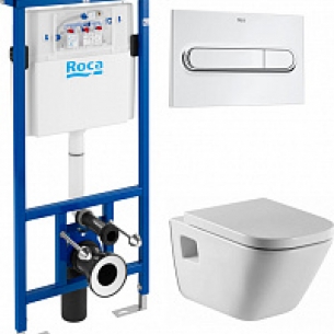 Комплект Инсталляция Roca DUPLO WC с кнопкой хром + Унитаз Roca Gap безободковый