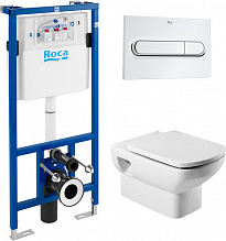 Комплект Инсталляция Roca DUPLO WC с кнопкой хром + Унитаз Roca Dama Senso
