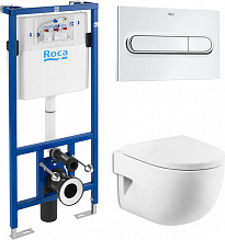 Комплект Инсталляция Roca DUPLO WC с кнопкой хром + Унитаз Roca Meridian с микролифтом