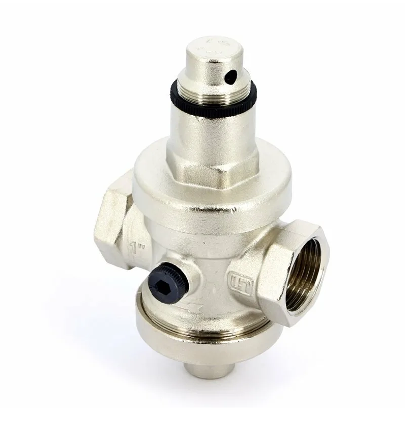 Редуктор давления Uni-fitt 204N4140 1", PN25, 1-6 бар, с присоединением к аксиальному манометру, никелированный